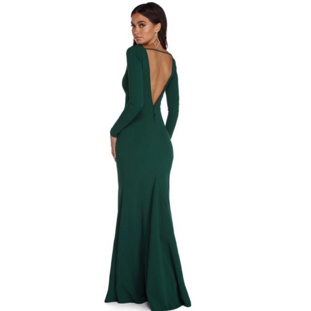 Evelyn Formal Buffon Crepe Dress-Forest Green